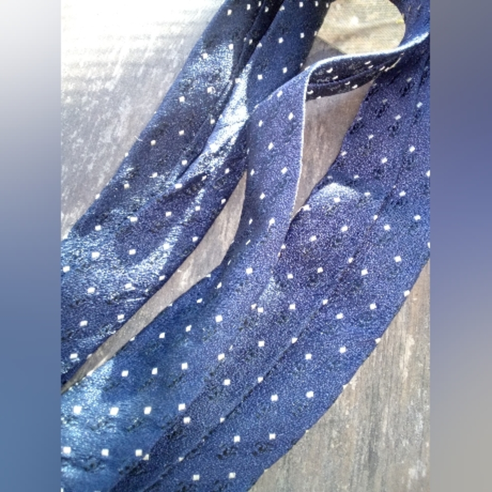 Vintage Beau Brummell  Blue Skinny Polka Dot Tie - Picture 10 of 16